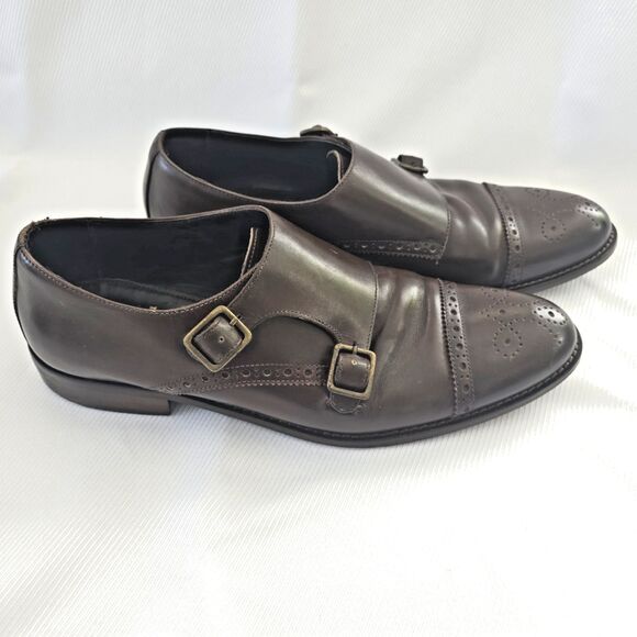 👞 Bruno Magli Alfanzo Shoes – Men's 11M – Dark Brown Monk Strap – Italy Leather - Picture 5 of 11